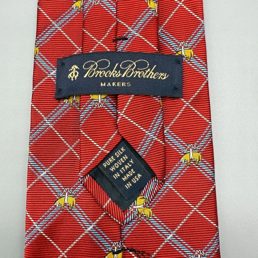 Brooks Brothers Makers Tie Mens Red Golden Fleece Geometric Silk Classic Necktie